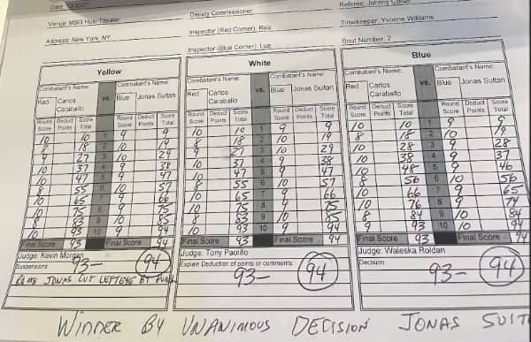 Boxing News: Sultan-Caraballo Scorecard » August 27, 2024